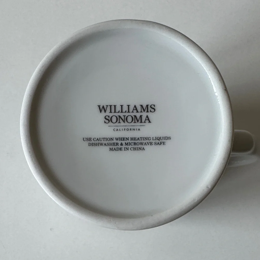 Williams Sonoma Monogram 'S' White Ceramic Mug with Gold Trim